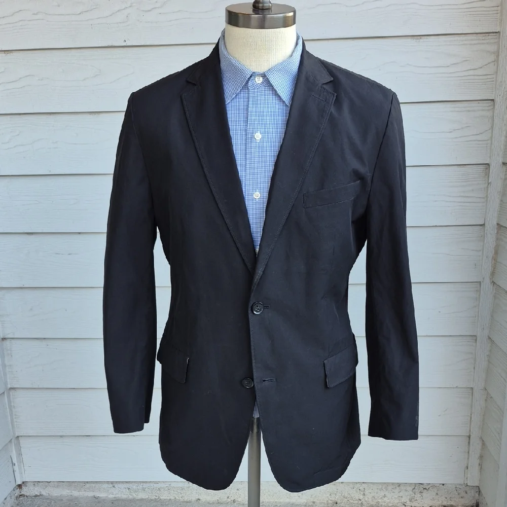 HUGO BOSS Solid Black Cotton Blend Mens Sz 42 S Sport Coat Blazer